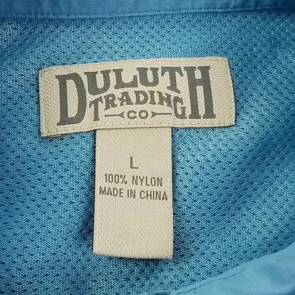 Duluth Large Mens Blue Long Sleeve Elbow Button Duel Back Vent Button Down Shirt - Picture 1 of 7